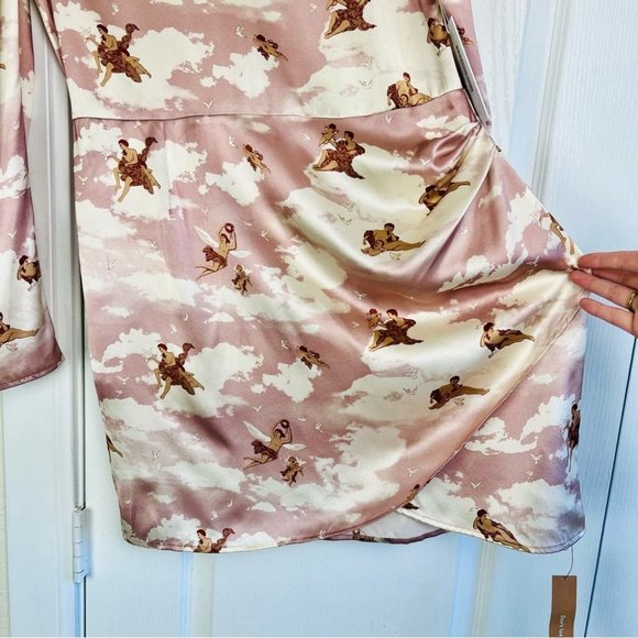 NWT Reformation Livie 100% Silk Satin Long Sleeve Mini Dress in Nirvana Pink 10 - Picture 12 of 14